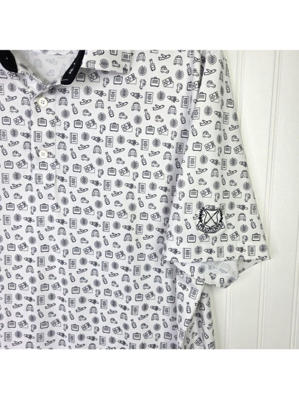 FootJoy Polo Shirt Mens XL White Travel Print Golf Stretch Lightweight Lisle - Picture 4 of 10